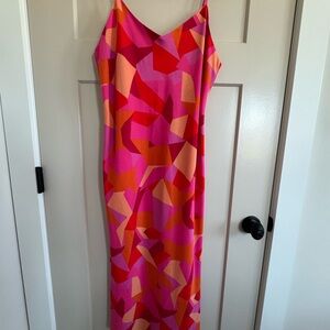 Lucy Paris Pink & Orange Geometric Maxi Dress